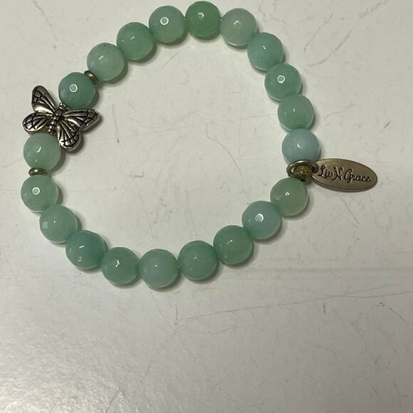 CAREGIVEGROW.ORG bracelet actual faceted blue green stone stretch style jewelry - Picture 5 of 12